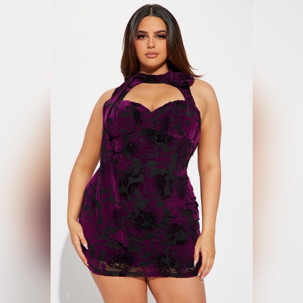 "Lila Rose" Mini Purple and Black Floral Dress- Fashion Nova